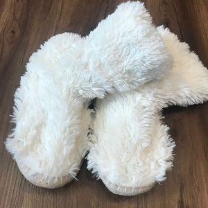 Furry white slippers